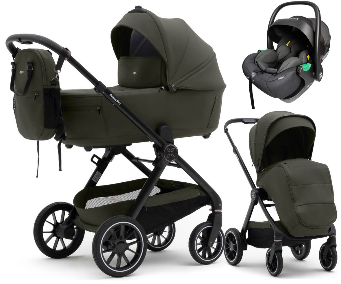 Коляска Agex Prima Pro 3 в 1 с автокреслом i-Safe Black APF664 Green (Зеленый)