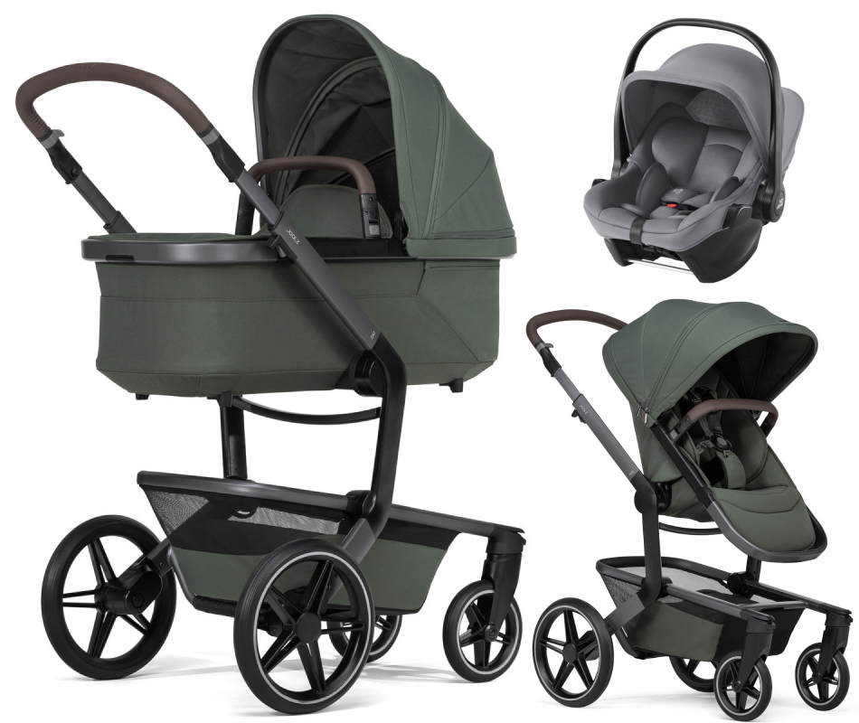 Детская коляска 3 в 1 Joolz Day 5 и автокресло Baby-Safe Core Frost Grey Forest Green