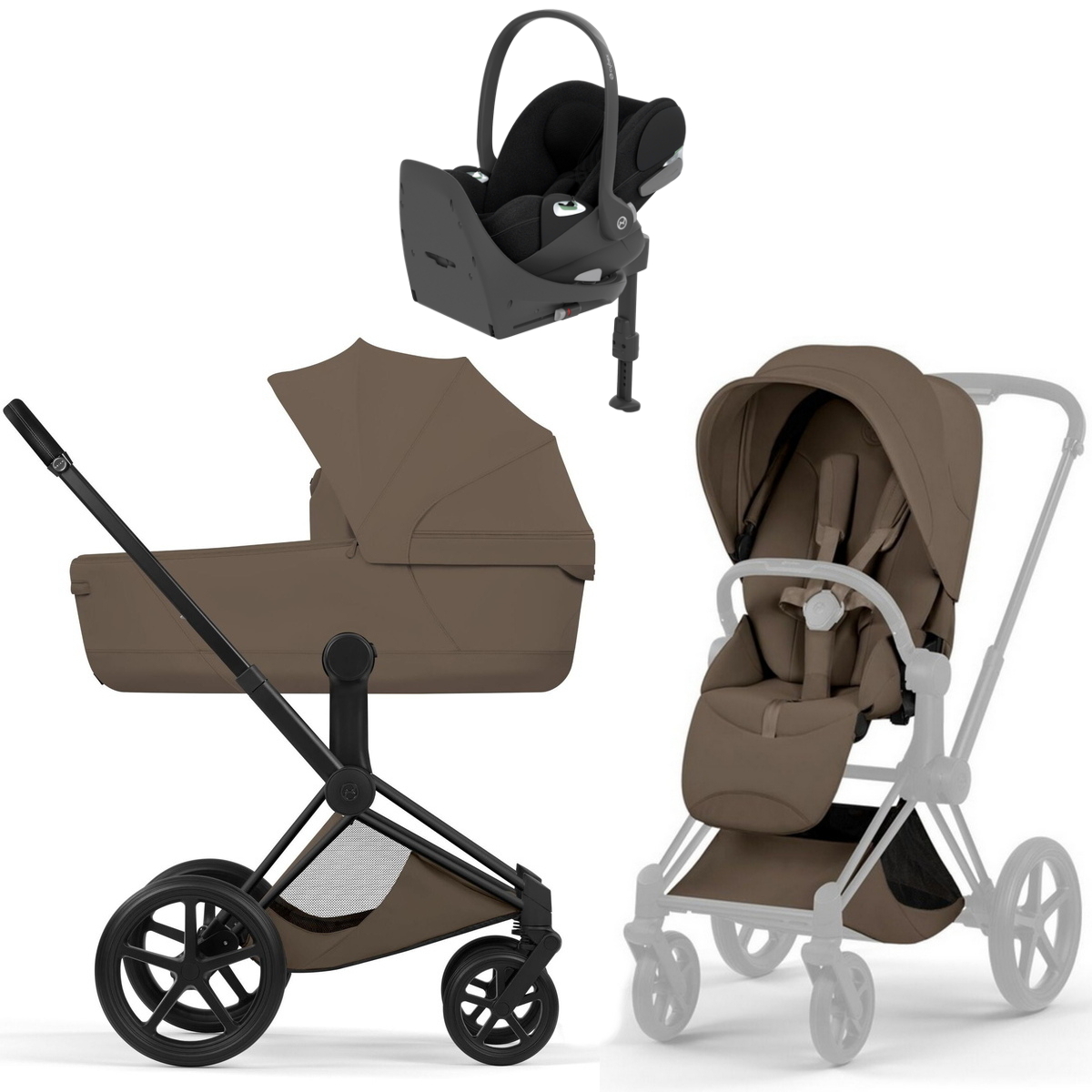 Коляска Cybex Priam V Matt Black Style Cloud T Sepia Black Plus Base T 4 в 1 Coconut Brown