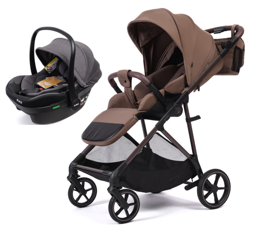 Прогулочная коляска Peppy Amici с автокреслом Jovikids Aria Mocca рама Mocca