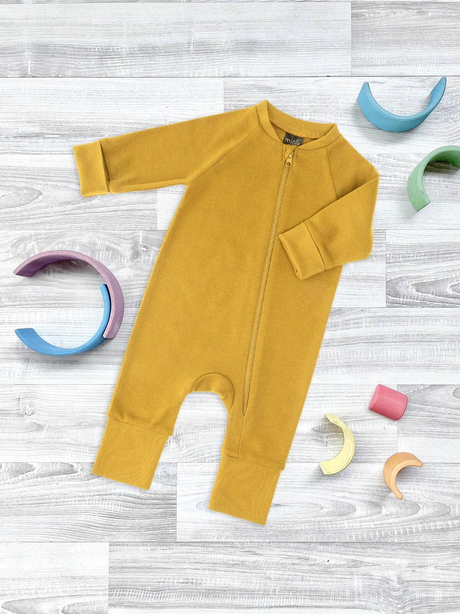 Комбинезон на манжетах Mjolk Sleep and Play Mustard с рукавом реглан 62