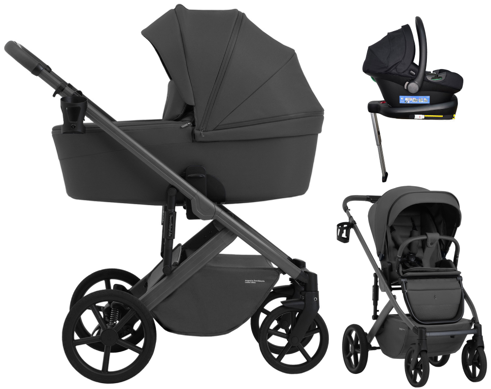 Коляска 4 в 1 Sweet Baby SBL Dolce + автокресло Elegante Plus с базой i-Size ISOFIX DK780 Dark Grey