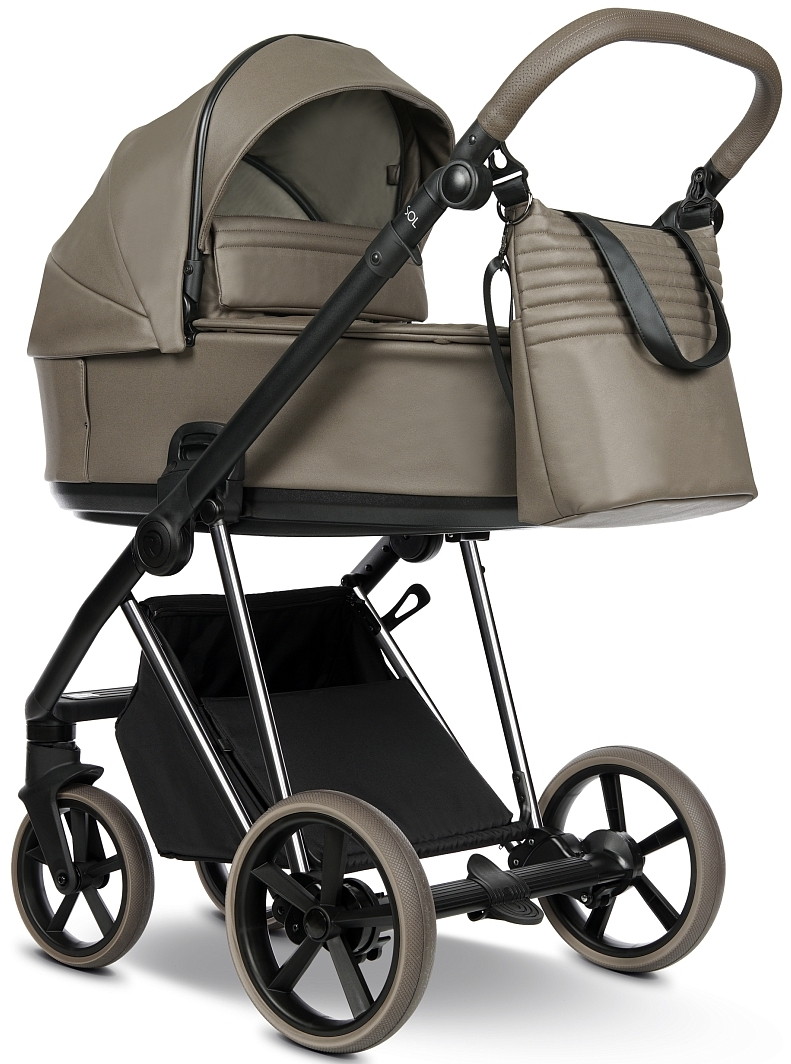 Детская коляска Roan Sol Vintage Luxury Leather 2.0 2 в 1 VEGA26DB Rum Raisin/Nickel/руч.Cappuccino