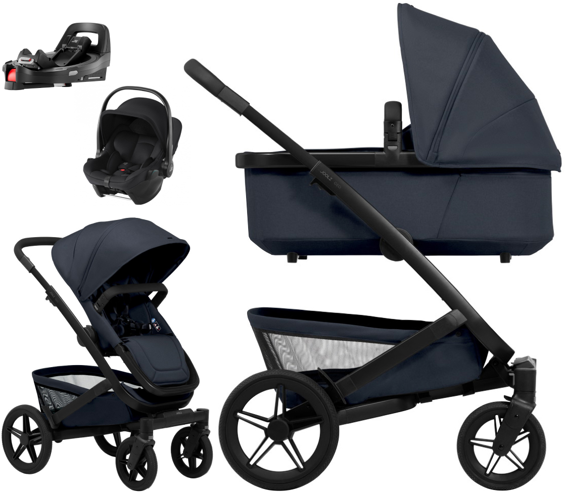 Детская коляска 4 в 1 Joolz Geo5 и автокресло Baby-Safe Core Space Black и база Vario Base 5Z Dark Navy Blue