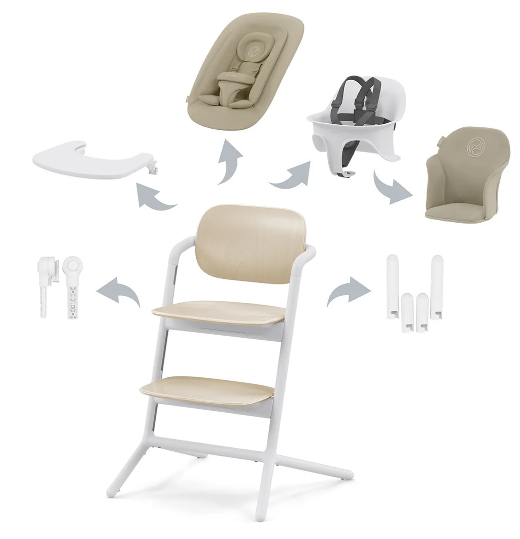 Стульчик для кормления Cybex Lemo 4 в 1 с мягким вкладышем Sand White