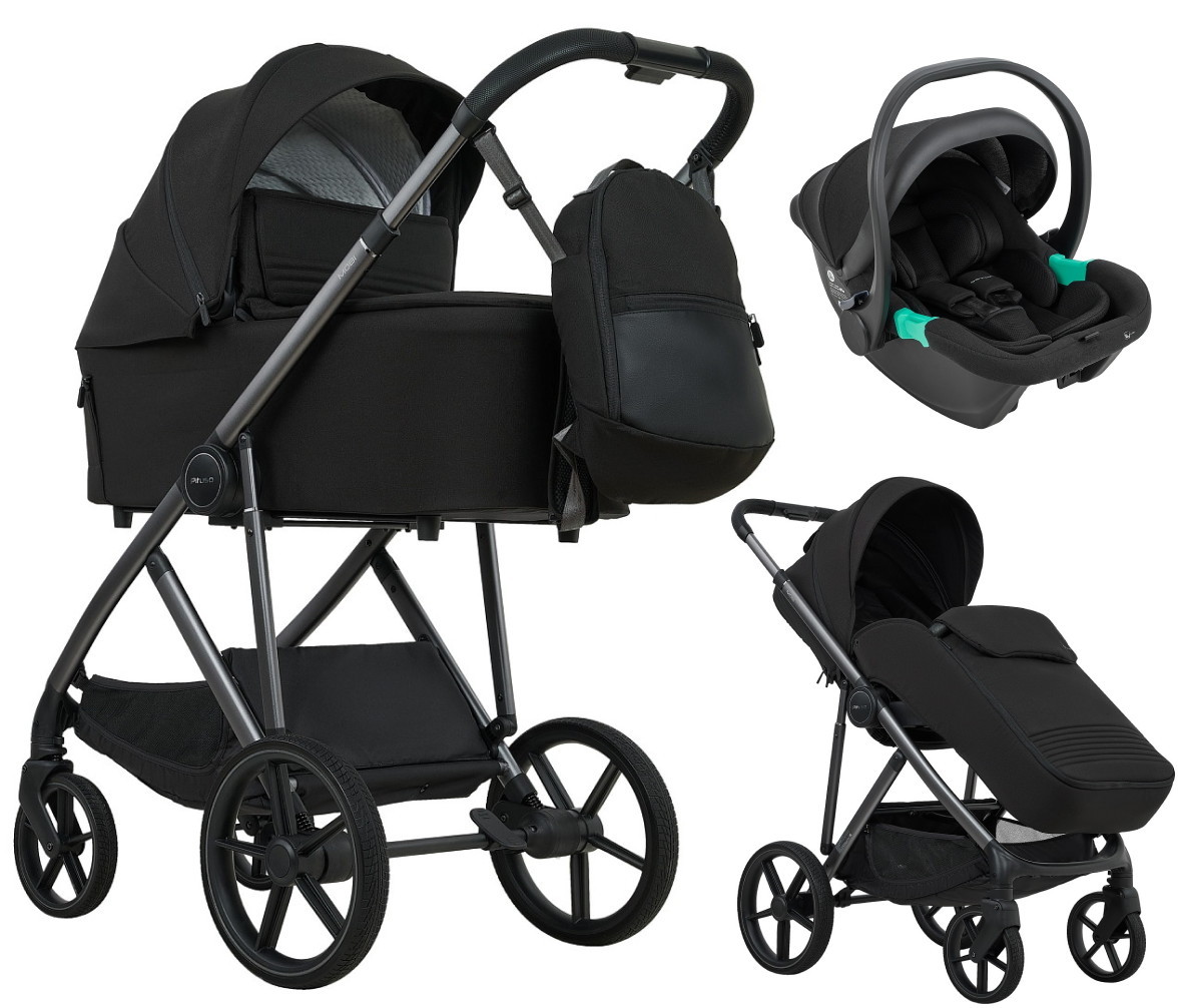 Детская коляска Pituso Mobi 3 в 1 с автокреслом Santiso Pro Black MB/01 Black