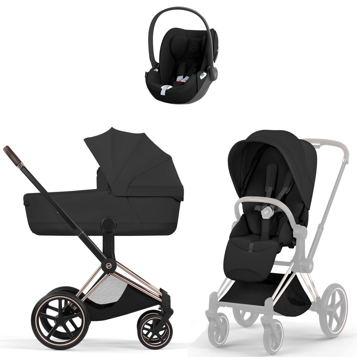Коляска Cybex Priam V Rosegold Style Cloud T Sepia Black 3 в 1 Sepia Black
