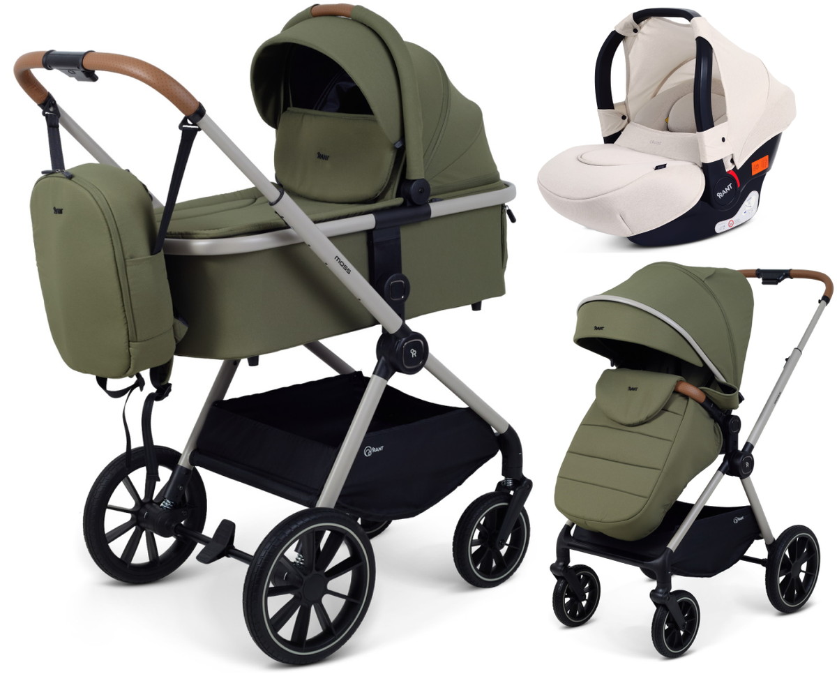 Детская коляска Rant Moss Prime 3 в 1 с автокреслом Cruise Beige Green