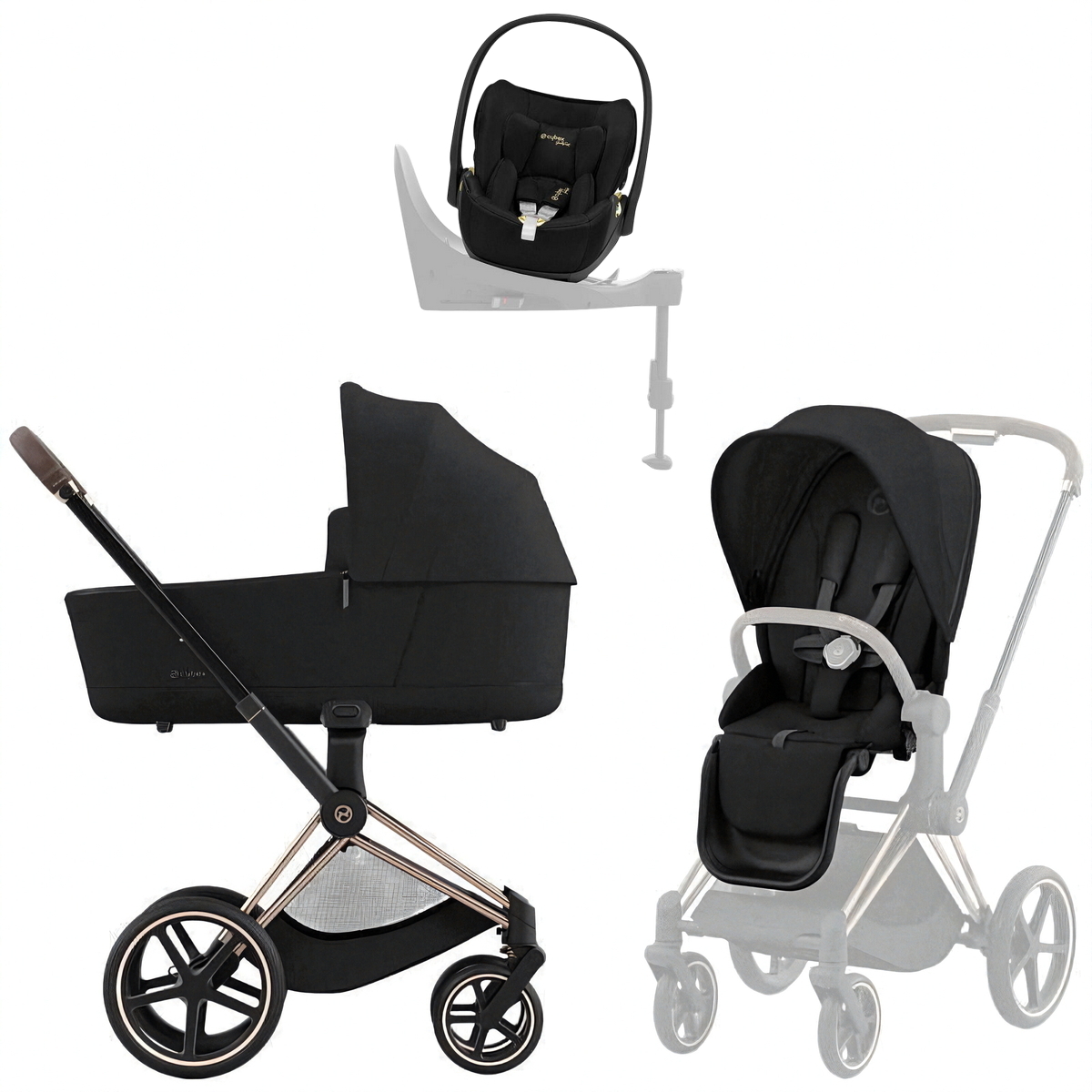Коляска Cybex Priam IV Rosegold complete Cloud T Jeremy Scott Wings Base T 4 в 1 Sepia Black