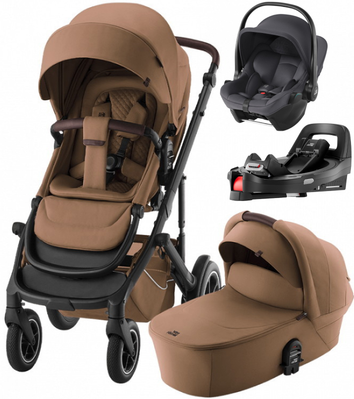 Коляска 4 в 1 Britax Roemer Smile 5Z LUX и автокресло Baby-Safe Core Midnight Grey2 + Vario Base 5Z Warm Caramel