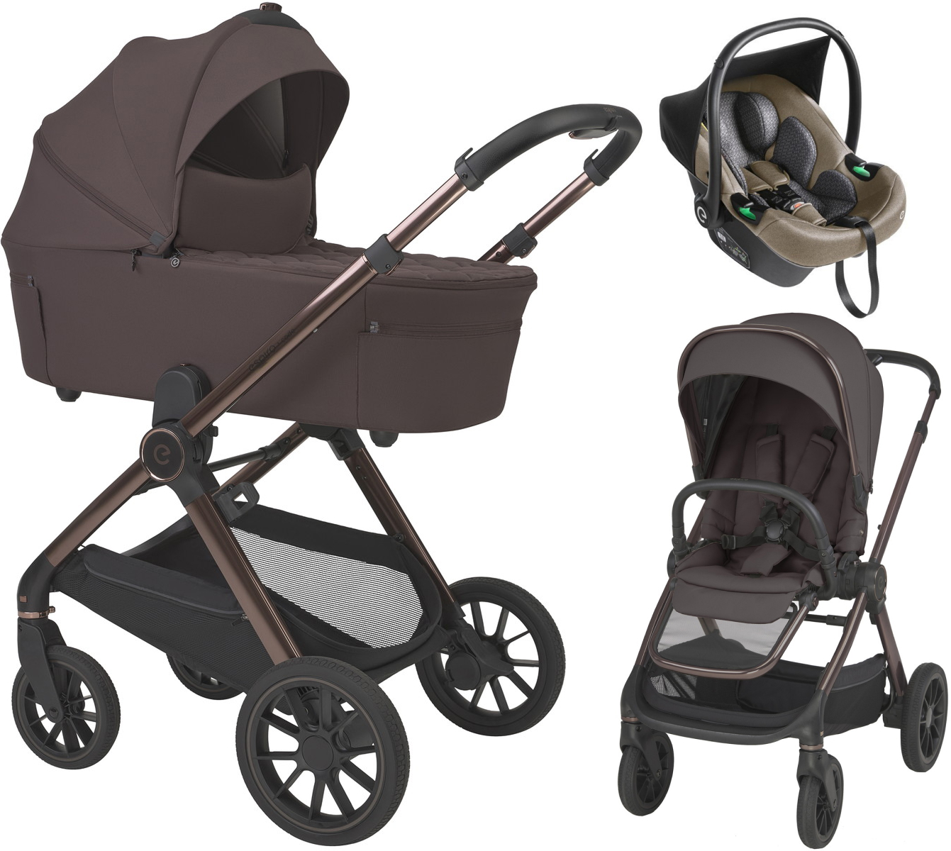 Детская коляска 3 в 1 Espiro Code 2026 и автокресло Pi Beige 108 unique brown