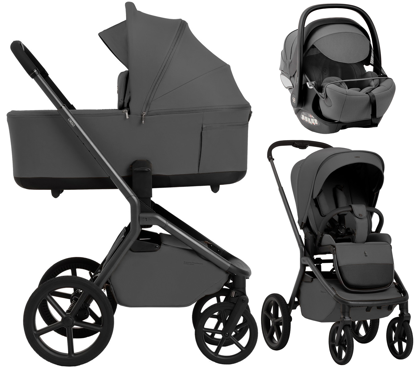 Коляска 3 в 1 Sweet Baby SBL Orso New + автокресло Premier Grey New Dark Grey