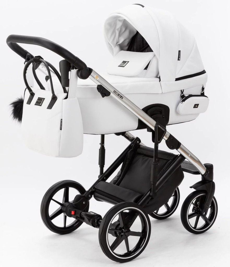 Детская коляска Adamex Lumi Air SE Deluxe 2 в 1 L-SA501 (БЕЛ.КОЖА+ХРОМ РАМА)