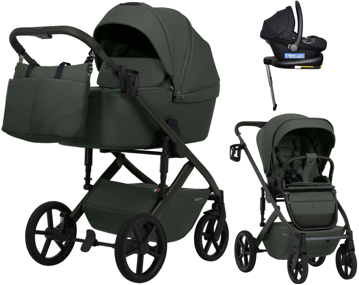 Коляска 4 в 1 Sweet Baby SBL Dolce + автокресло Elegante Plus с базой i-Size ISOFIX DK780 Forest Green