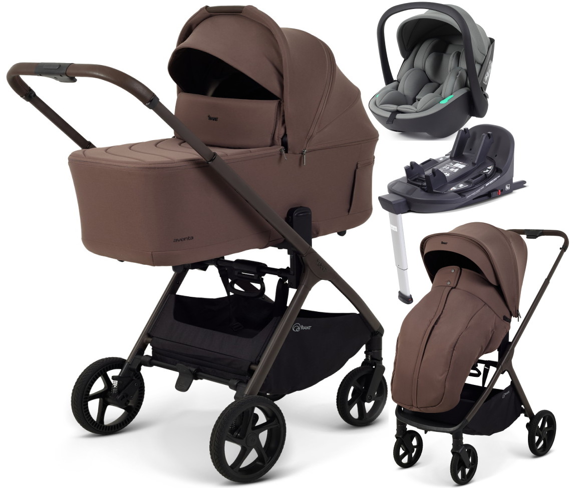 Детская коляска Rant Aventa 4 в 1 с автокреслом Miro Olive и базой Beige