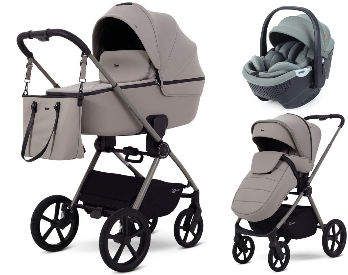 Детская коляска Rant Teo Soft 3 в 1 с автокреслом Aster Zero Olive Cloud