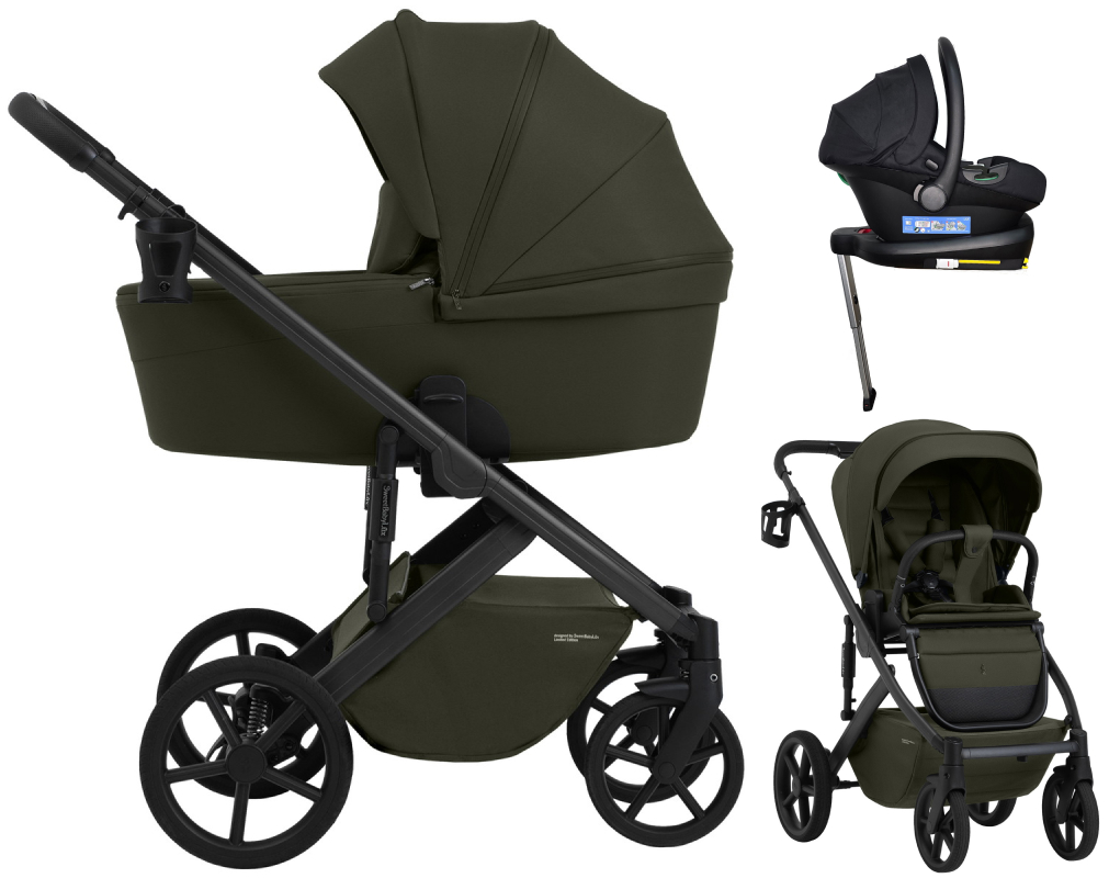 Коляска 4 в 1 Sweet Baby SBL Dolce + автокресло Elegante Plus с базой i-Size ISOFIX DK780 Dark Green