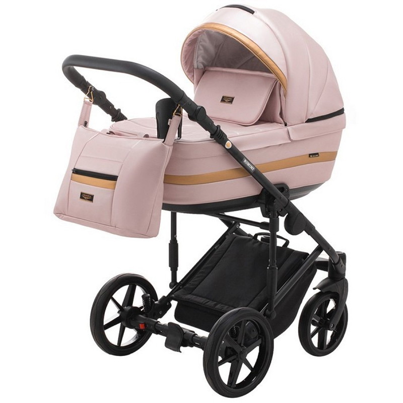 Детская коляска Adamex Rimini Deluxe 2 в 1 RI244 розов.кожа+золото.отделка