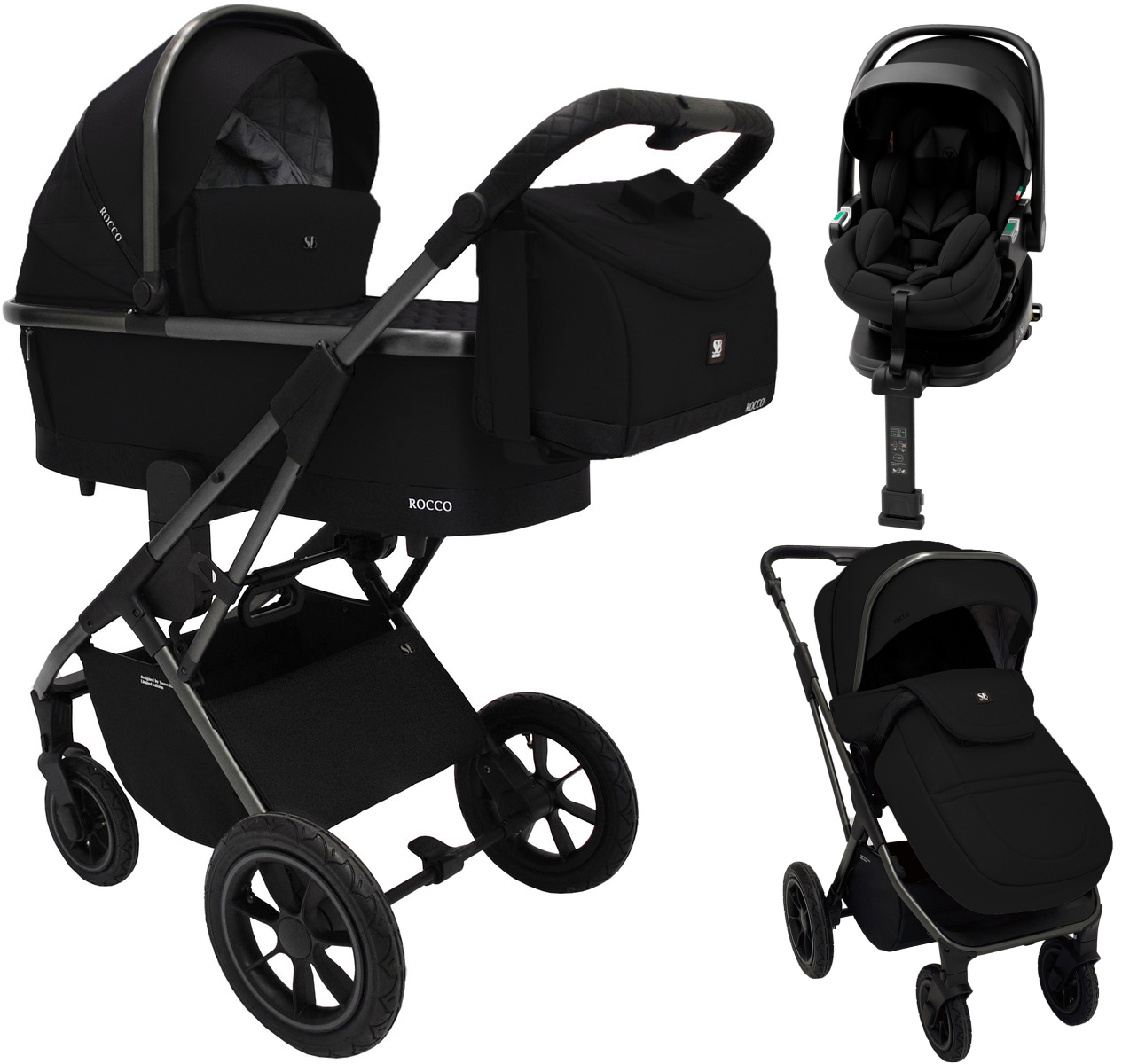 Коляска 3 в 1 Sweet Baby Rocco Air + автокресло Premier Plus Black Black (Air)
