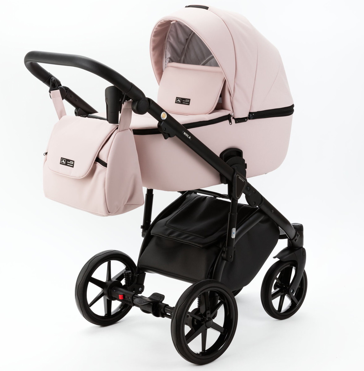 Детская коляска Adamex Nola Deluxe 3 в 1 N-SA15 (РОЗ. ПУДРА КОЖА)