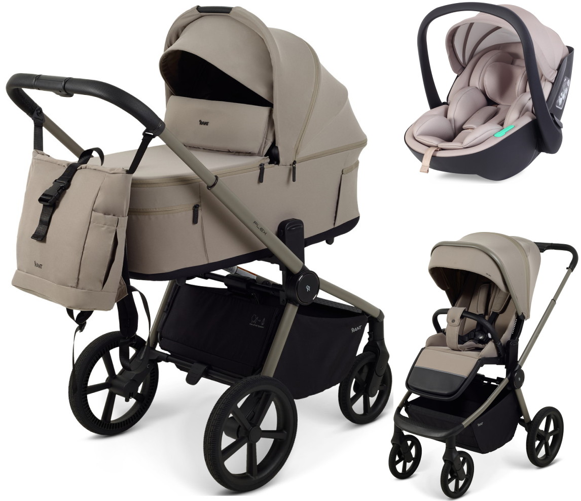 Детская коляска Rant Flex Forma 3 в 1 RA124 с автокреслом Miro Beige Cloud Серо-Бежевый