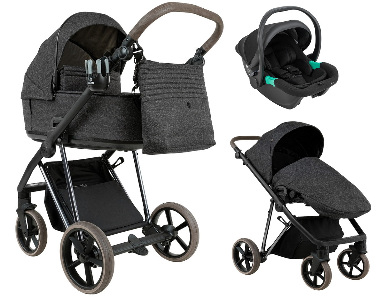 Детская коляска Roan Sol Vintage Luxury 2.0 3 в 1 с автокреслом Pituso Santiso Pro PIX/55/D Pixel/Dark/Nickel/руч.Cappuccino