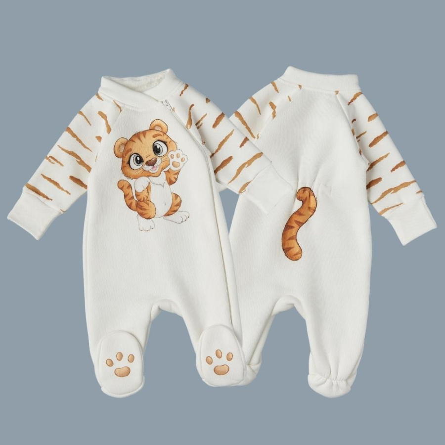 Комбинезон Little Star Тигренок из футера с начесом 83045 (ЧЗ-мз) крем 56