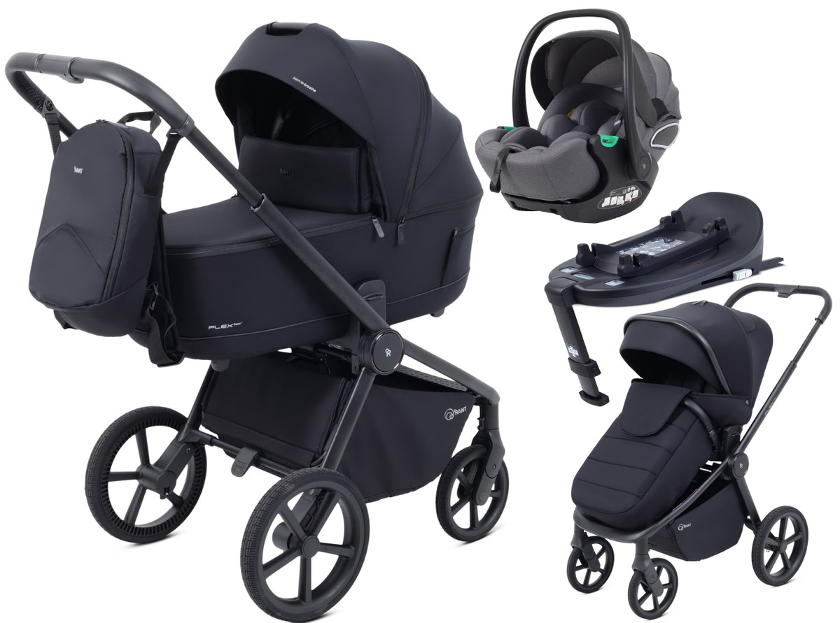 Детская коляска Rant Flex Therm Soft 4 в 1 с автокреслом Evomax Grey и базой Midnight Black
