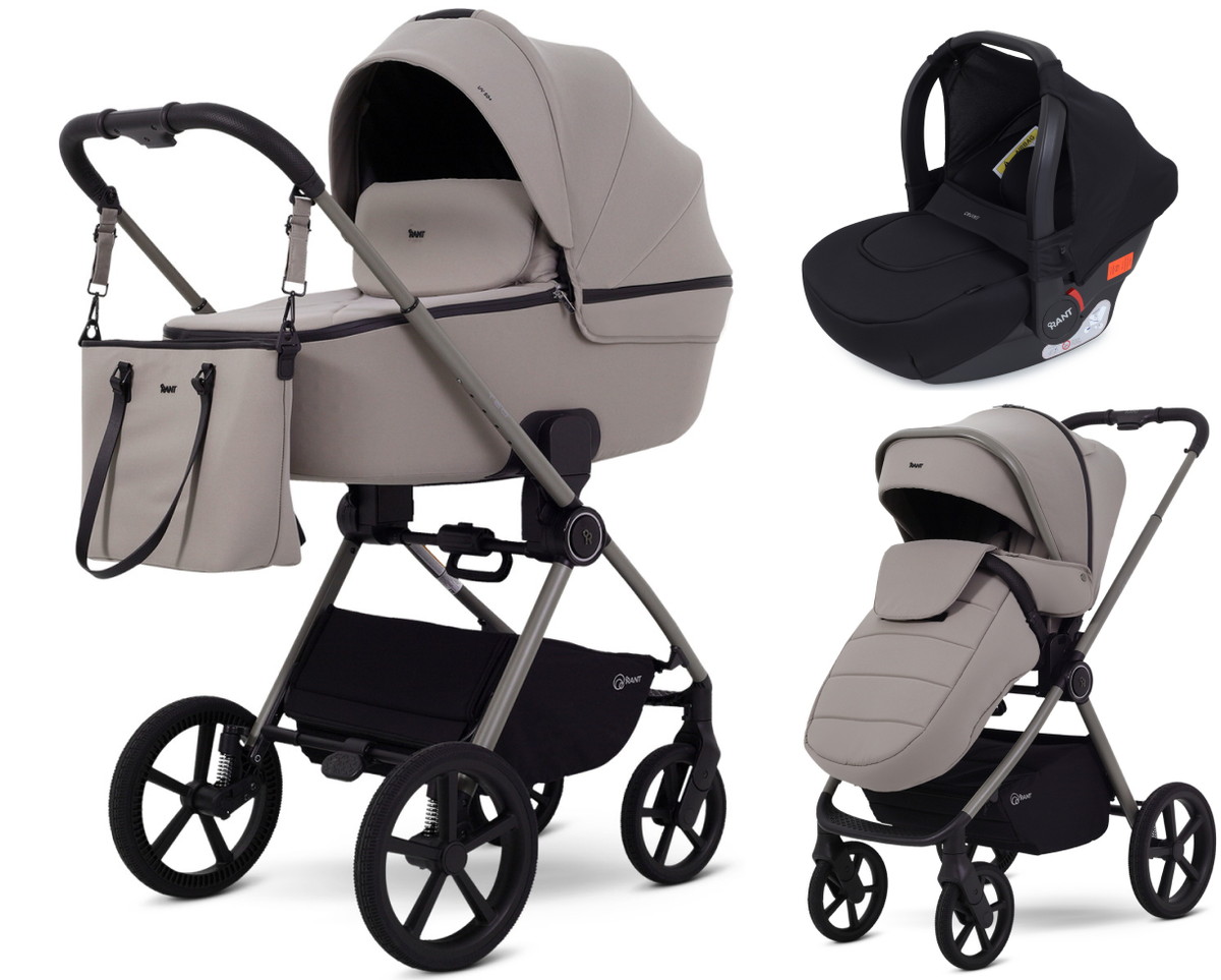 Детская коляска Rant Teo Soft 3 в 1 с автокреслом Cruise Black Cloud