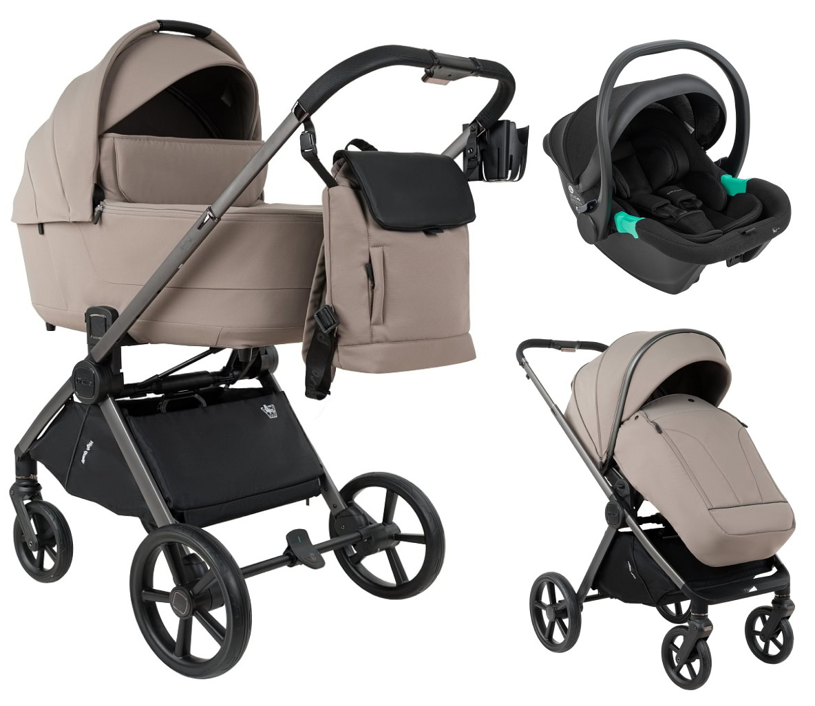 Детская коляска Pituso Teffy 3 в 1 с автокреслом Santiso Pro Black Hazel/Graphite
