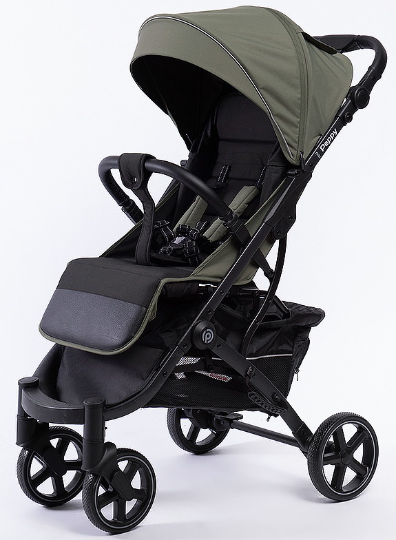 Прогулочная коляска Peppy Polo 2.0 Oliva Green черная рама сумка