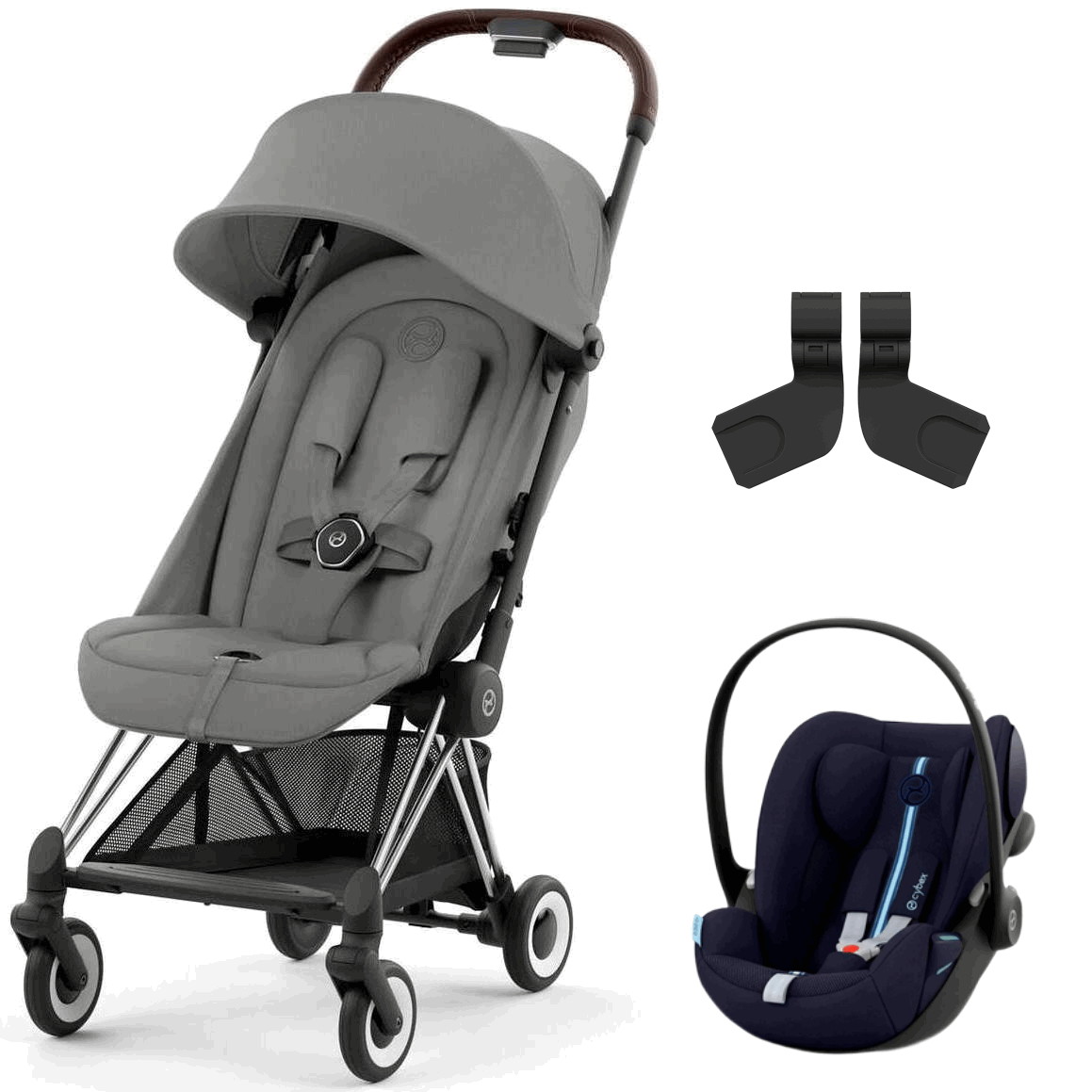 Коляска Cybex Coya Chrome Frame Cloud G i-Size Ocean Blue Plus Mirage Grey с дождевиком