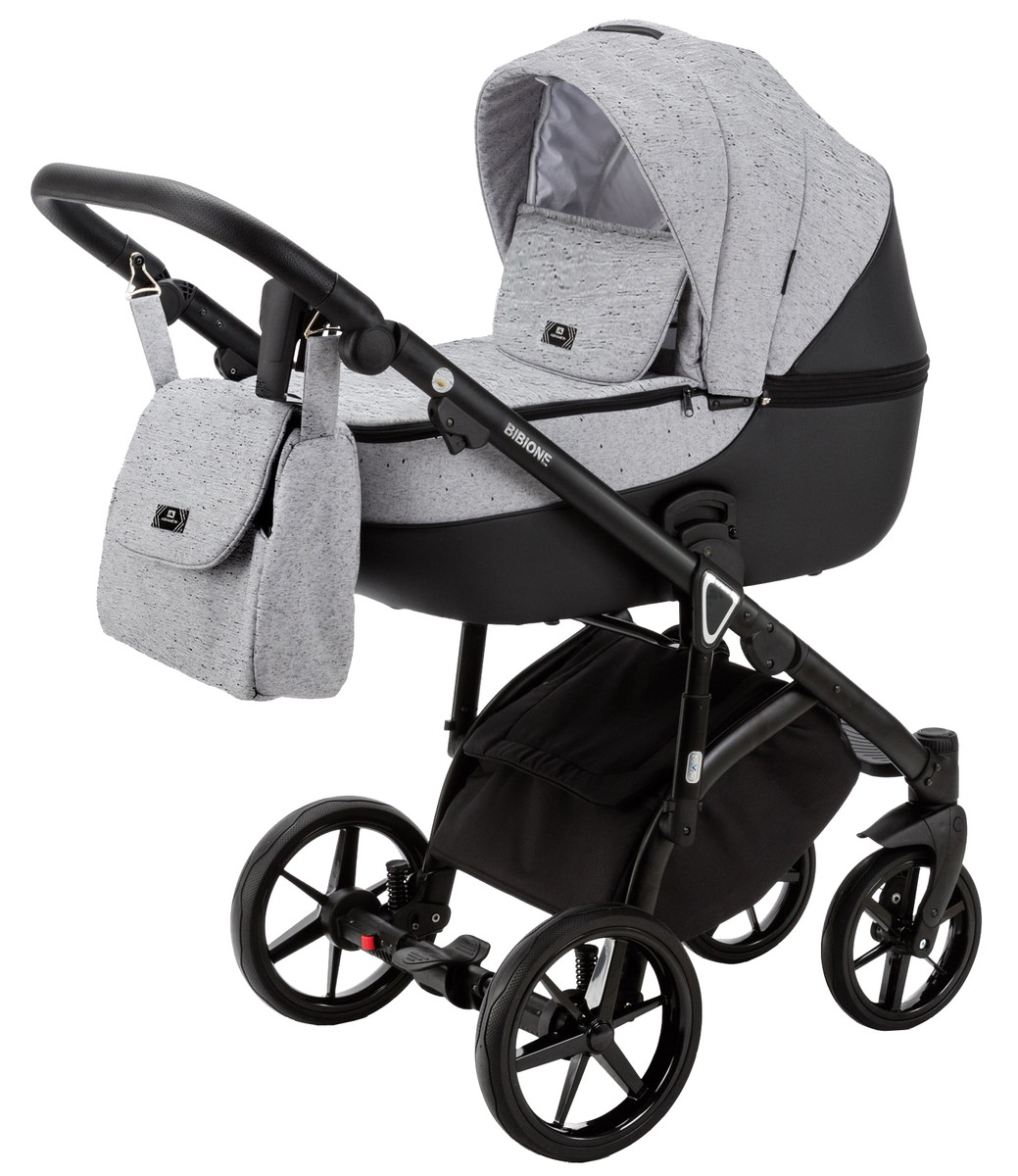 Детская коляска Adamex Bibione 2 в 1 BI-PS12A (СВ.СЕР.БЕРЕЗКА+ЧЕРН. КОЖА)