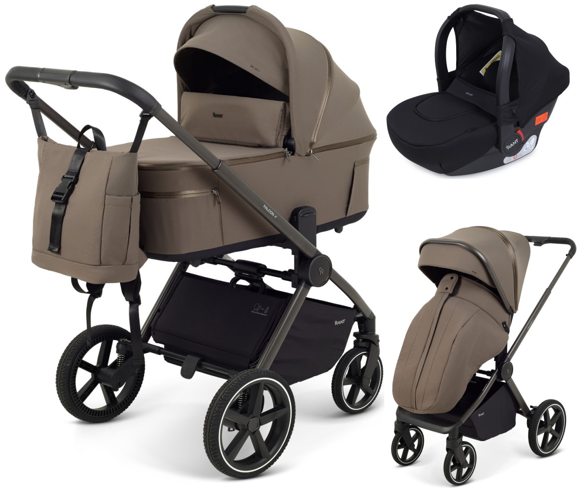 Детская коляска Rant Falcon X 3 в 1 RA126 с автокреслом Cruise Black Mocca