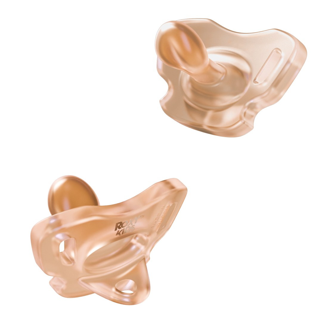 Соска-пустышка цельносиликоновая Roxy-Kids в стерилизаторе, 2 шт, 0-6 мес. RSS-005-2SC карамельная