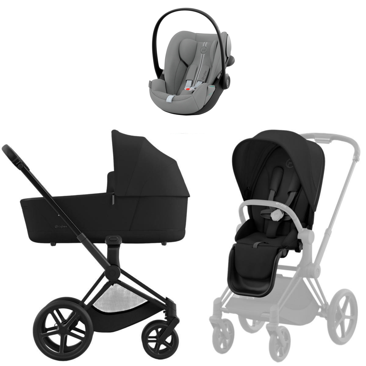 Коляска Cybex Priam IV Matt Black complete Cloud G3 Stone Grey Plus 3 в 1 Sepia Black