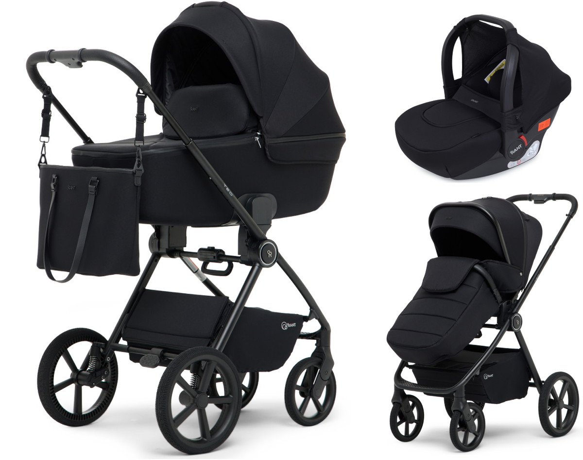 Детская коляска Rant Teo Soft 3 в 1 с автокреслом Cruise Black Black