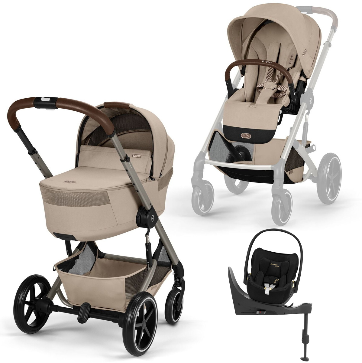 Коляска Cybex Balios S Lux Fold Cot TPE Cloud T Jeremy Scott Wings Base T 4 в 1 Almond Beige с дождевиками