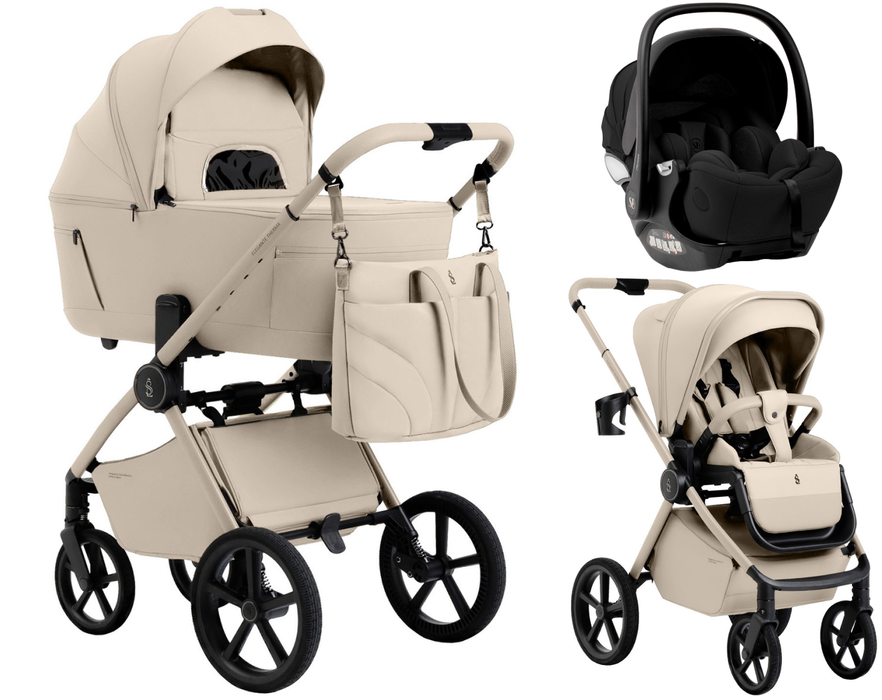 Коляска 3 в 1 Sweet Baby SBL Elegante Therma Colore 2.0 и автокресло Premier Black Cream Neo