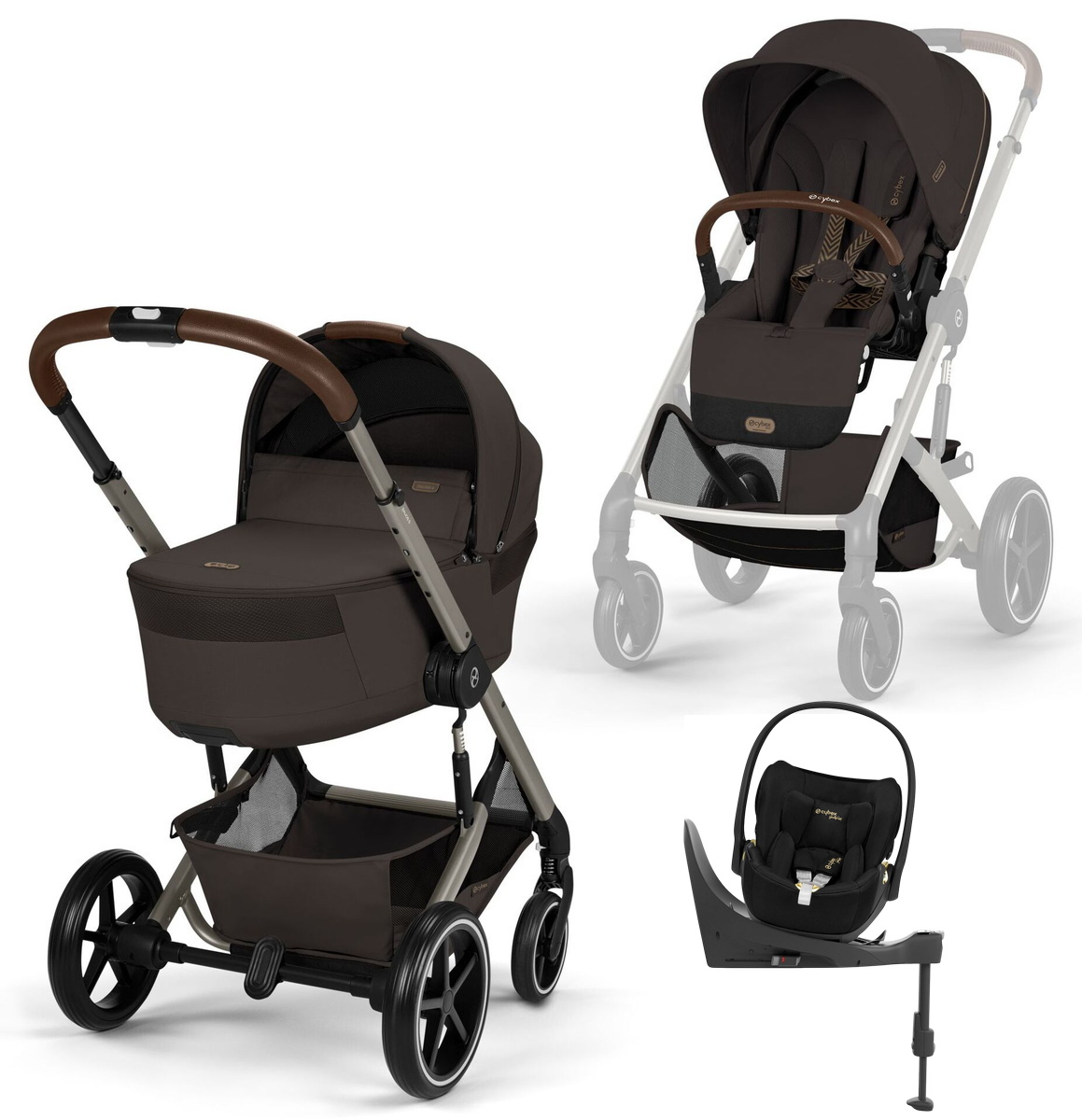 Коляска Cybex Balios S Lux Fold Cot TPE Cloud T Jeremy Scott Wings Base T 4 в 1 Chocolate Brown с дождевиками