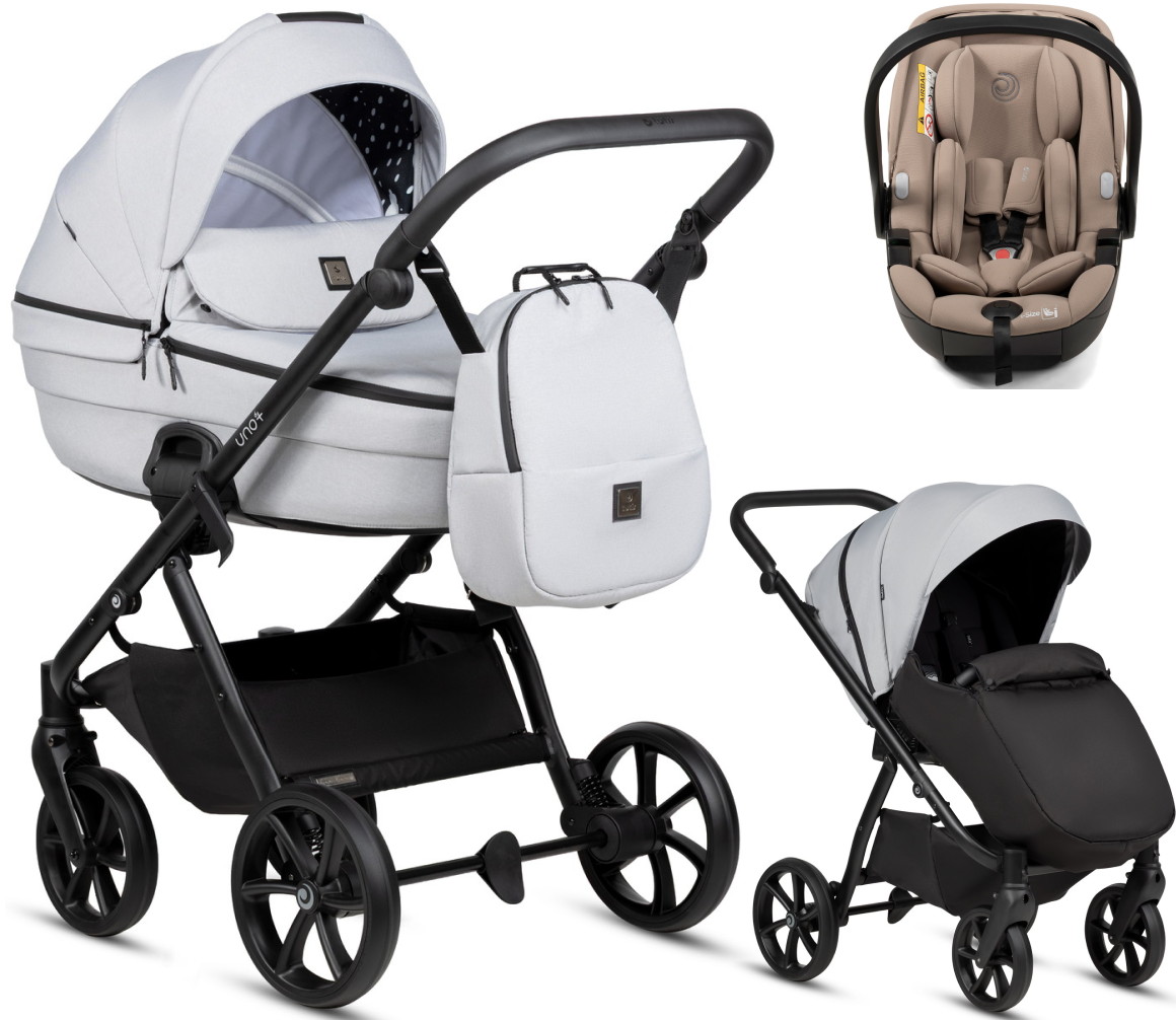 Детская коляска Tutis Uno 6 Plus Essential collection 3 в 1 с автокреслом Beno Beige 1602142 Risso с сумкой