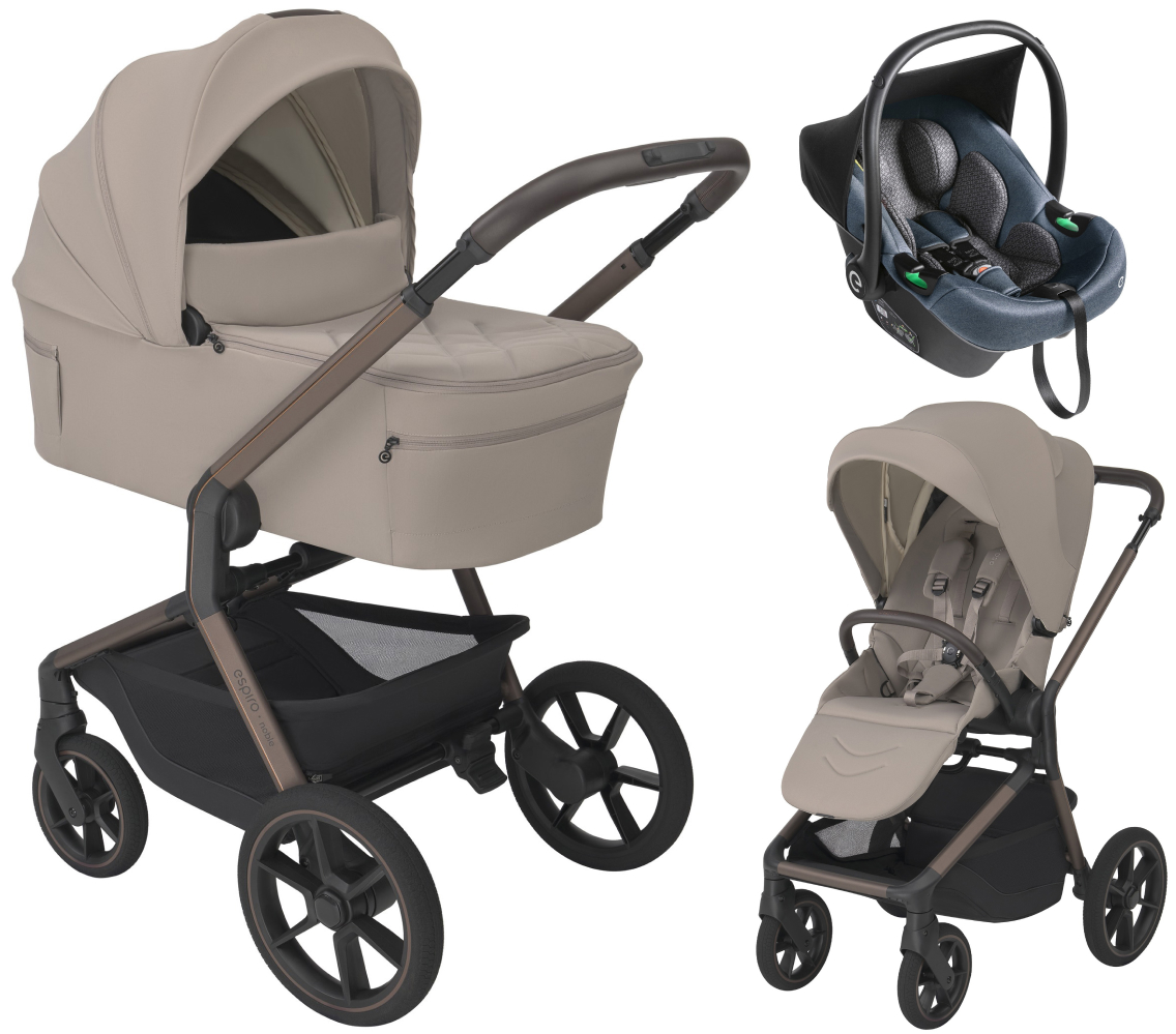 Детская коляска 3 в 1 Espiro Noble и автокресло PI Gray blue 09 cashmere