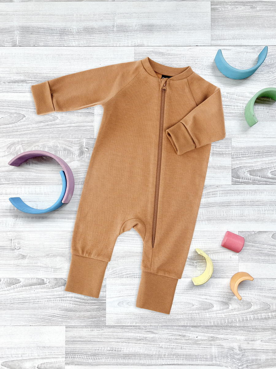 Комбинезон на манжетах Mjolk Sleep and Play Camel с рукавом реглан 62