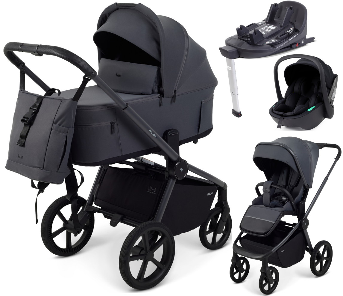 Детская коляска Rant Flex Forma 4 в 1 RA124 с автокреслом Miro Black и базой Graphite графит
