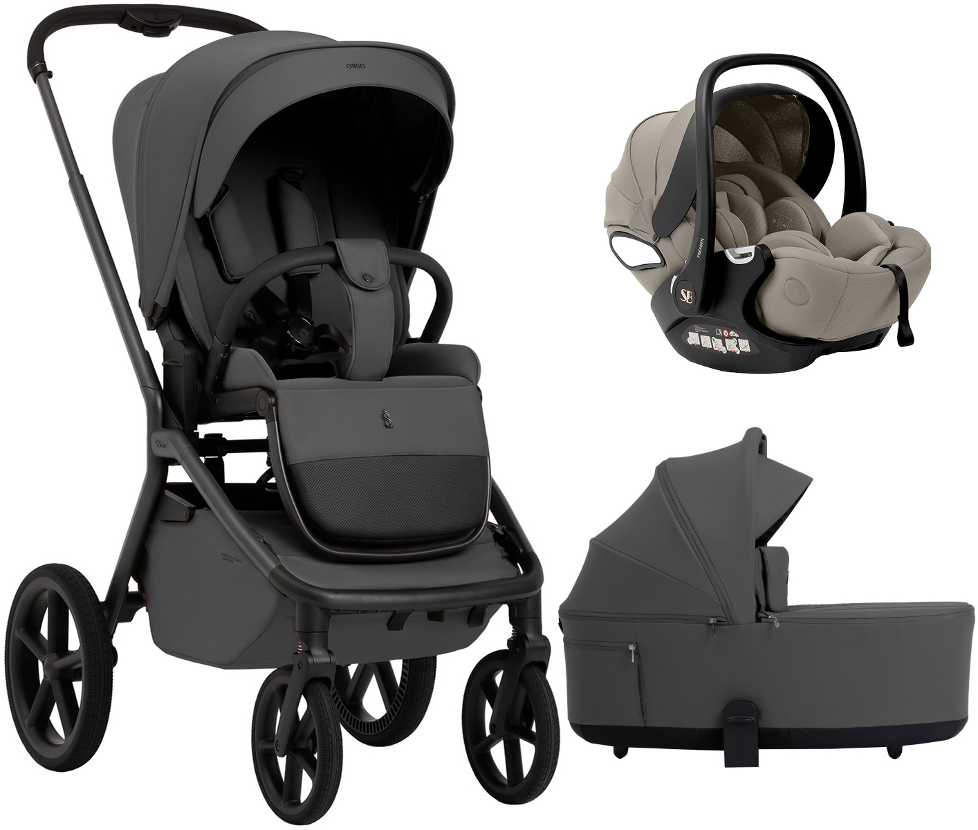 Коляска 3 в 1 Sweet Baby SBL Orso + автокресло Premier Begie Dark Grey