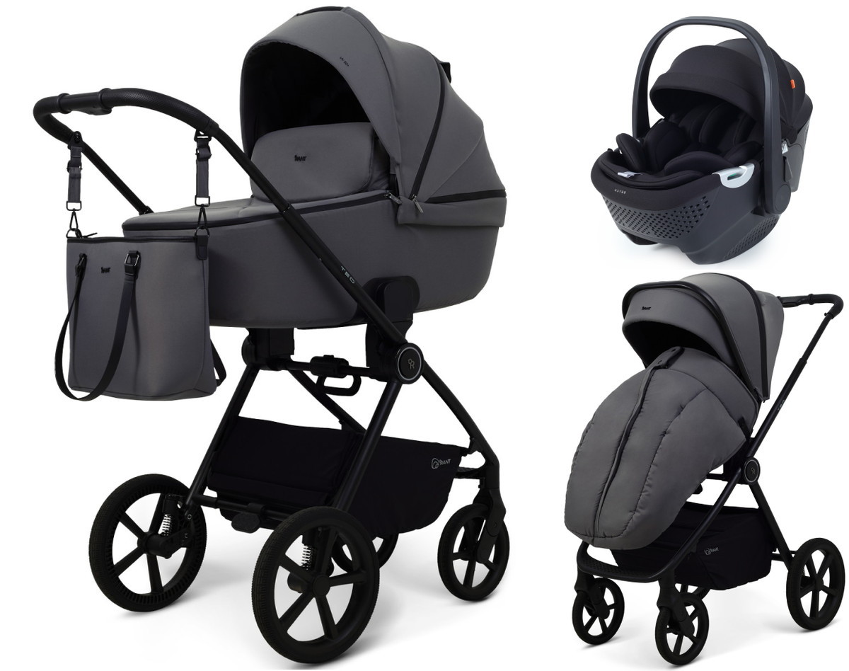 Детская коляска Rant Teo Soft 3 в 1 с автокреслом Aster Zero Black Graphite