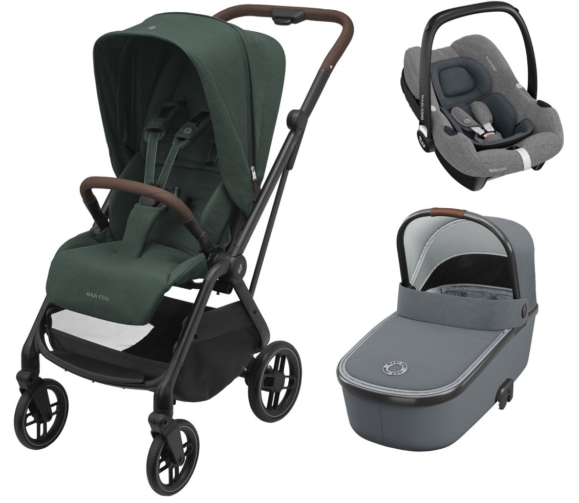 Детская коляска Maxi-Cosi Leona² Oria 3 в 1 с автокреслом CabrioFix Select grey 1204403110 Twillic Green/1507050110 Essential Grey