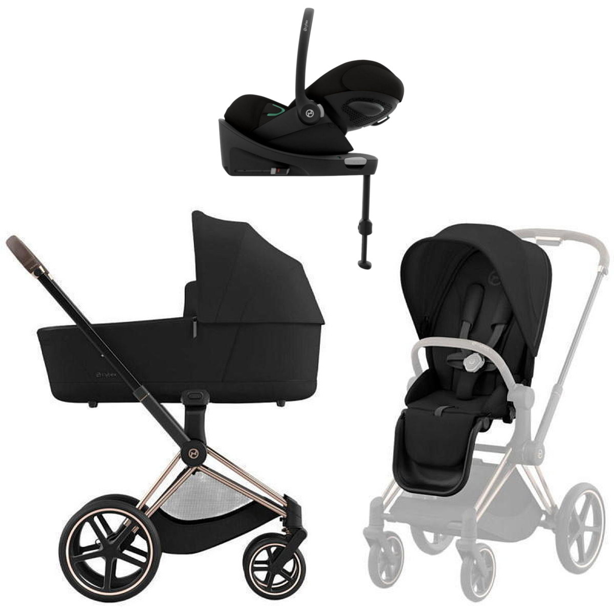 Коляска Cybex Priam IV Rosegold complete Cloud G Moon Black Plus Base G 3 в 1 Sepia Black