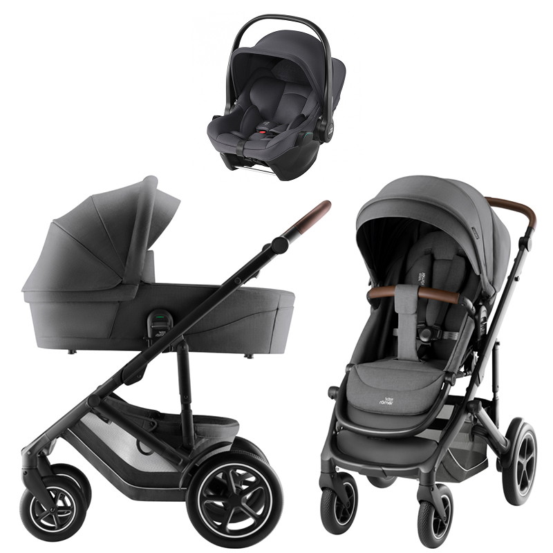 Детская коляска 3 в 1 Britax Roemer Smile 5Z Style и автокресло Baby-Safe Core Midnight Grey Mineral Grey