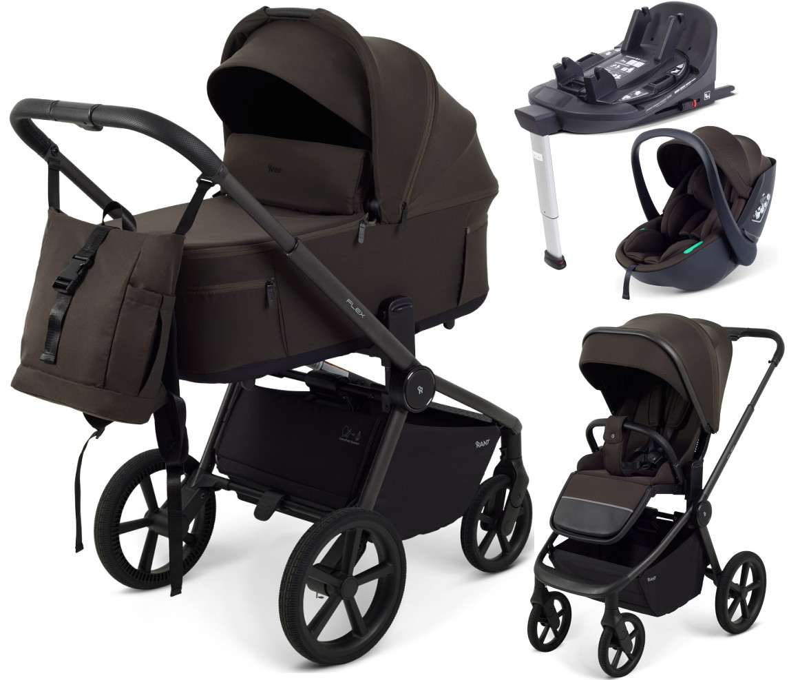 Детская коляска Rant Flex Forma 4 в 1 RA124 с автокреслом Miro Brown и базой Shine Brown Коричневый